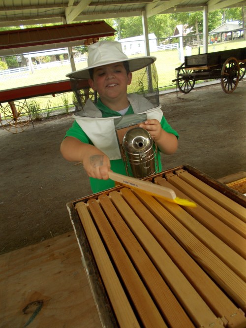 A new beekeeper is born at the Wilson County Agricultural Field Day!